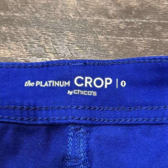 Chico's Women's Sateen Slim Crops Cobalt Blue Pant Size S/4 - Picture 7 of 9